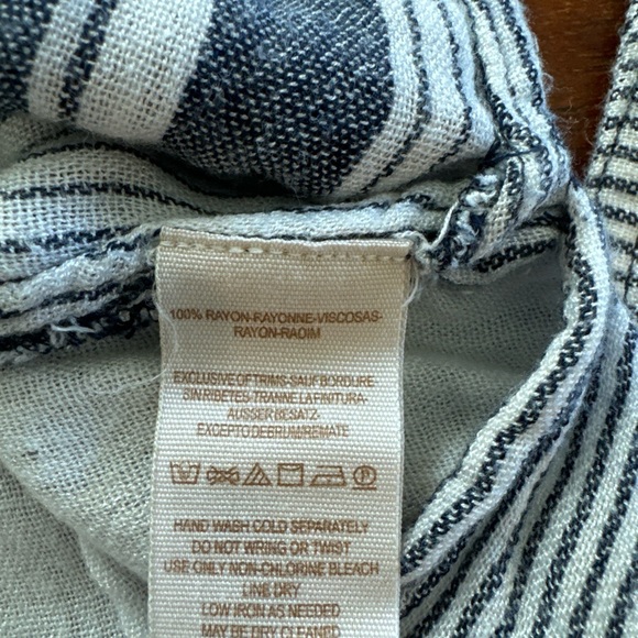 FREE PEOPLE Navy Stripe Pullover Tunic BOHO Peasant Top - Picture 3 of 7